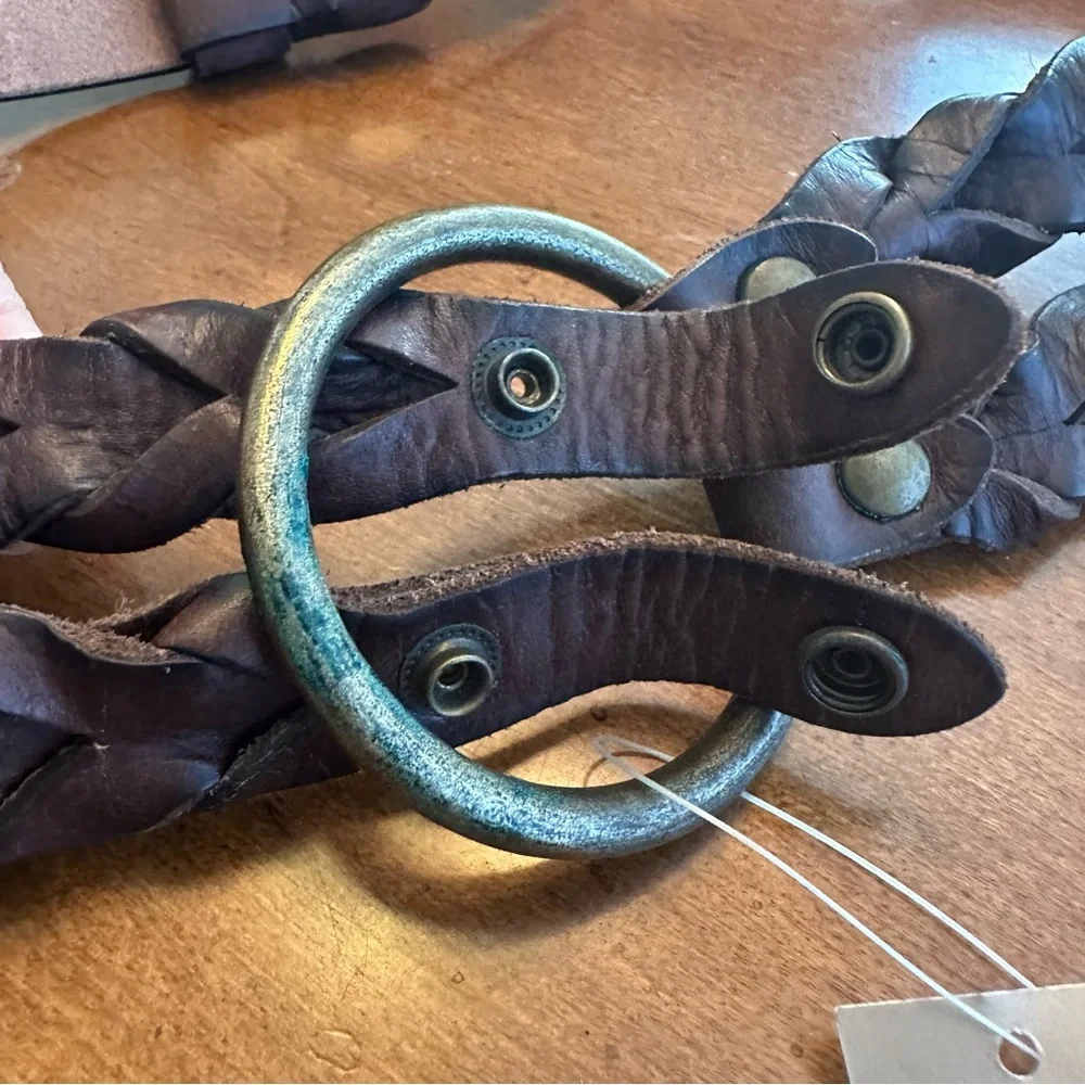 Chico’s brown leather braided belt NWT